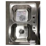 33' x 22' Double Bowl Drop-In Kitchen Sink