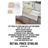 33' Fireclay Farm Sink With Cutting Board