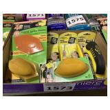 Box lot of sanding, pole, heads, and sanding tools