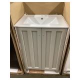 24 inch tan vanity with white top