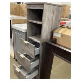 Small gray bathroom towel cabinet