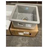 18' Square Fireclay Sink in Light Gray