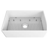 30' White Fireclay Apron Sink
