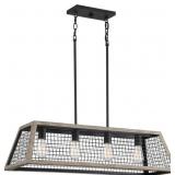 Quoizelï¿½ 4-Bulb Linear Chandelier in Grey/Wood