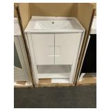 24' x 18.5' White Vanity Base w/ Sink Top