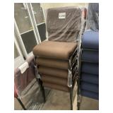 Brown Cushioned Stackable Steel Chairs x 5
