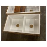 33' White Fireclay Dbl. Bowl Farm Sink
