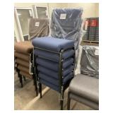 Blue Cushioned Stackable Steel Chairs x 6