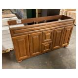 60' Brown Double Bowl Vanity Base