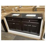 62' Dark Brown Dbl. Bowl Vanity w/ Countertop