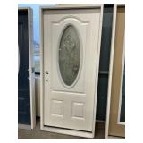 36' x 80' RH Fiberglass Deco Glass Exterior Door