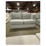 62'L Burlap Linen Loveseat in Gray