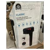 Classic Black Plastic Mailbox & Post Kit