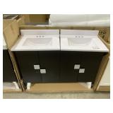 51' x 19' Black Vanity with Double Sink Top