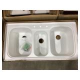 44' x 22' Triple Bowl Composite Sink in White