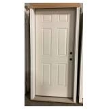 36' x 80' LH Fiberglass 6-Panel Exterior Door