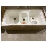 44' x 22' Triple Bowl Composite Sink in White