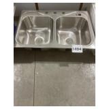 33' x 22' Drop-In Double Bowl Stainless Sink
