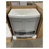 30' x 19' Single Bath Vanity in Gray with Sink Top