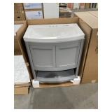 30' x 19' Single Bath Vanity in Gray with Sink Top