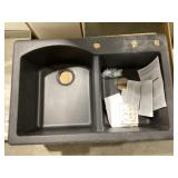 33' x 22' Silgrant Double Bowl Sink in Black