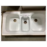 44' x 22' Triple Bowl Composite Sink in White