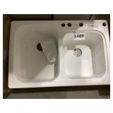 34' x 22' Composite Double Bowl Sink in White