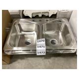 33' x 22' Dbl Bowl Stainless Steel Drop-In Sink