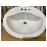 21' x 18' Drop-In Ceramic Oval Sink in White x 2