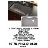 33' Quartz Composite Undermount Kitchen Sink