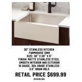 30' Stainless Kitchen Farmhouse Sink