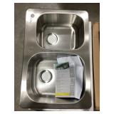 33' x 22' Stainless Steel Dbl Bowl Drop-In Sink