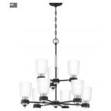 Quoizelï¿½ 9-Bulb Chandelier in Nickel/Black