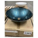 16-1/2' Blue Round Vessel Sink