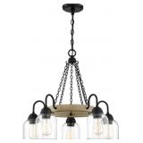 Quoizelï¿½ 5-Bulb Chandelier in Black/Walnut