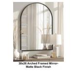 Arched Matte Black Frame Mirror 38x26