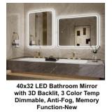 40x32 LED Mirror w/3D Front & Backlit
