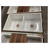 33' White Fireclay Dbl. Bowl Farm Sink