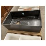 33' Black Fireclay Apron Workstation Sink