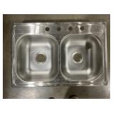 33' x 22' Stainless Steel Double Bowl Kitchen Sink