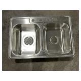 33' x 22' Stainless Steel Dbl Bowl Drop-In Sink