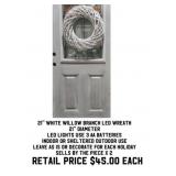 21' White Willow Branch LED Wreath x2
