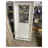 36' x 80' LH 1/2 View FG Exterior Door in White