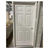 36' x 80' LH 6-Panel FG Exterior Door in White