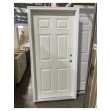 36' x 76' LH 6-Panel FG Exterior Door in White
