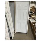 32' x 80' 6-Panel LH Steel Exterior Door in White