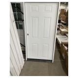 36' x 71' 6-Panel RH Steel Exterior Door in White