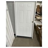 36' x 71' 6-Panel LH Steel Exterior Door in White