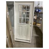 36' x 80' LH 1/2 View FG Exterior Door in White