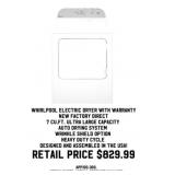 Whirlpool Electric Dryer With Warranty